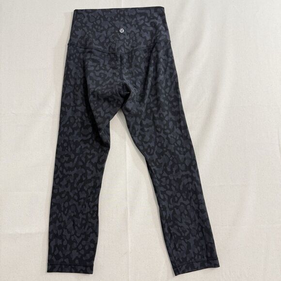 Lululemon Pants Womens 4 Black Gray Align Crop 21" Gym Yoga Casual W6AVIS - Picture 1 of 11